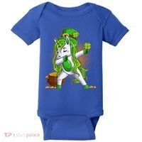 Funny St Patricks Dabbing Leprechaun Unicorn Baby Bodysuit thumb 0