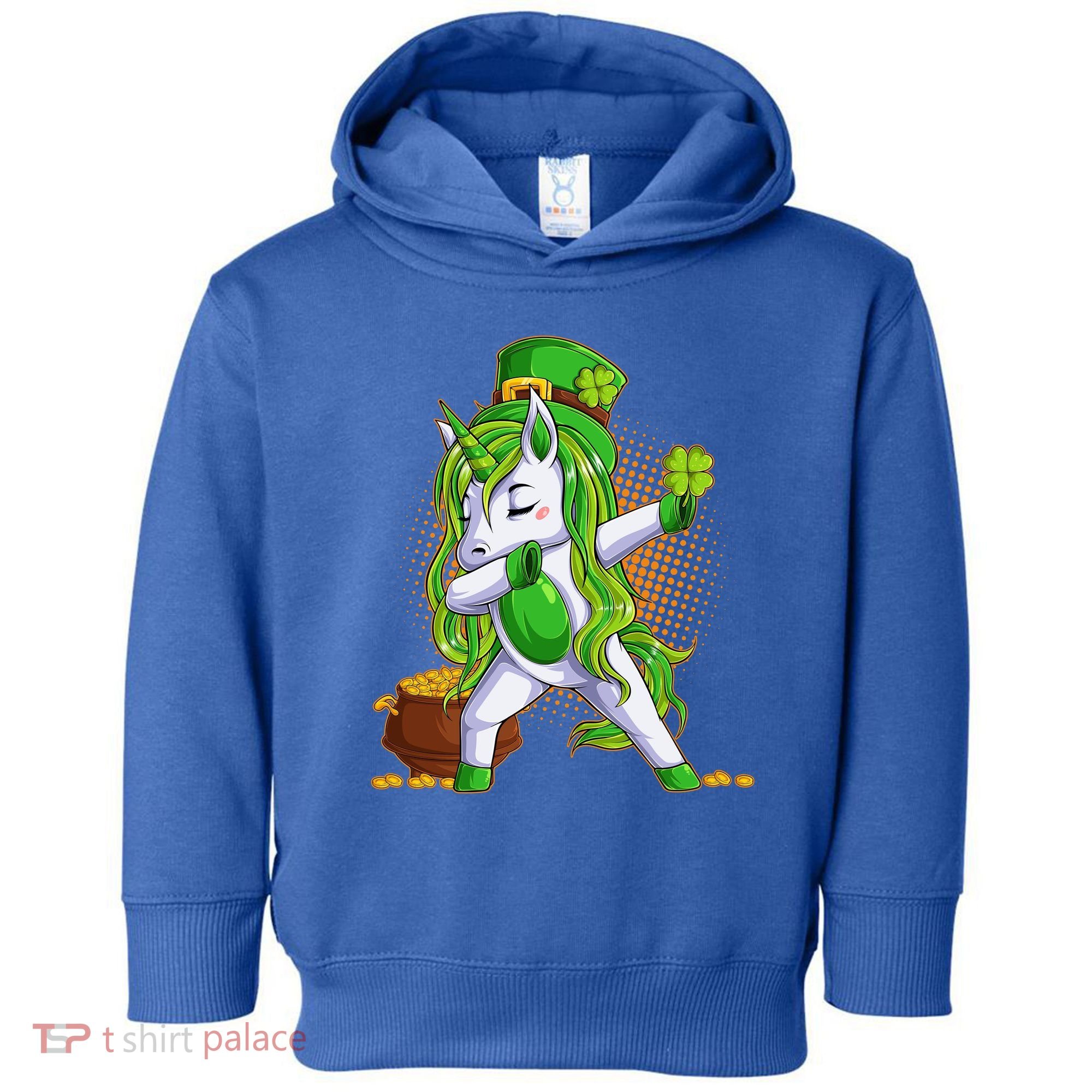 Funny St Patricks Dabbing Leprechaun Unicorn Toddler Hoodie