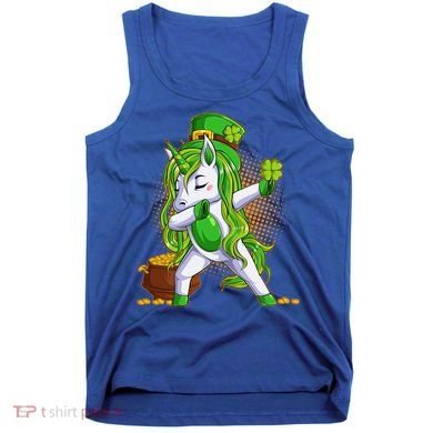 Funny St Patricks Dabbing Leprechaun Unicorn Tank Top