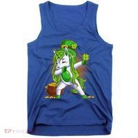 Funny St Patricks Dabbing Leprechaun Unicorn Tank Top thumb 0
