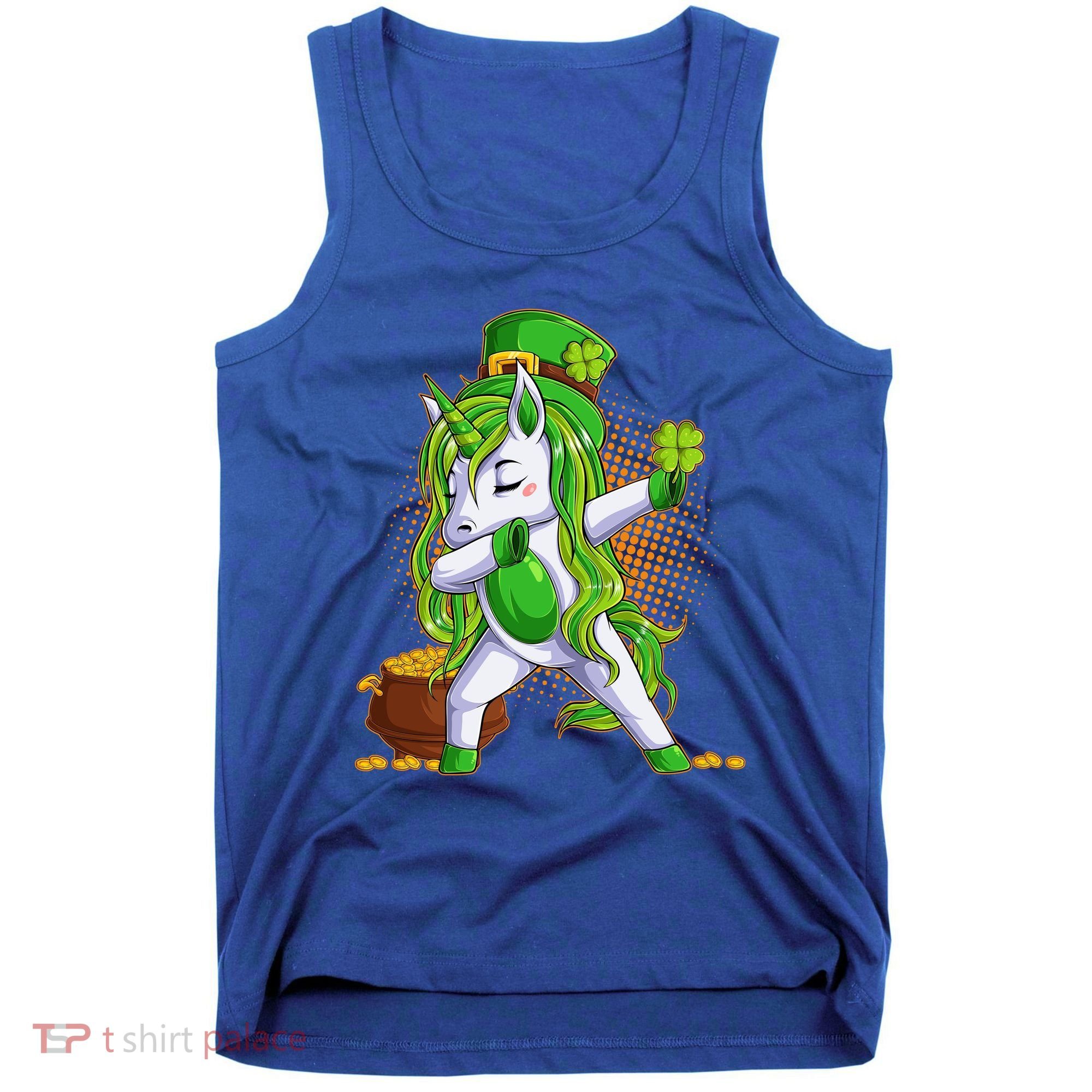 Funny St Patricks Dabbing Leprechaun Unicorn Tank Top