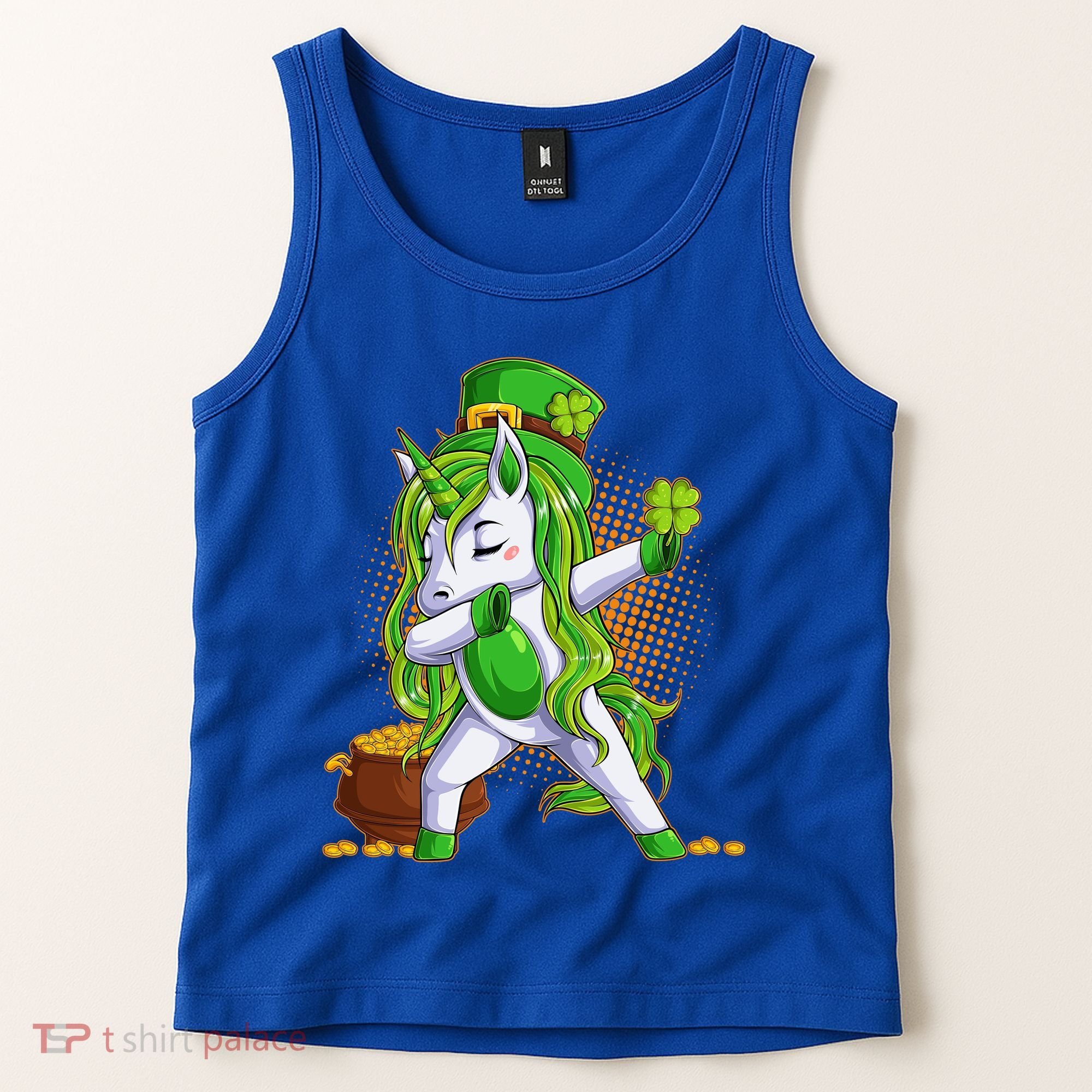 Funny St Patricks Dabbing Leprechaun Unicorn Tank Top