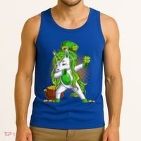 Funny St Patricks Dabbing Leprechaun Unicorn Tank Top thumb 3