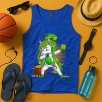 Funny St Patricks Dabbing Leprechaun Unicorn Tank Top thumb 4