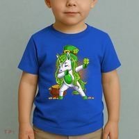 Funny St Patricks Dabbing Leprechaun Unicorn Toddler T-Shirt thumb 2