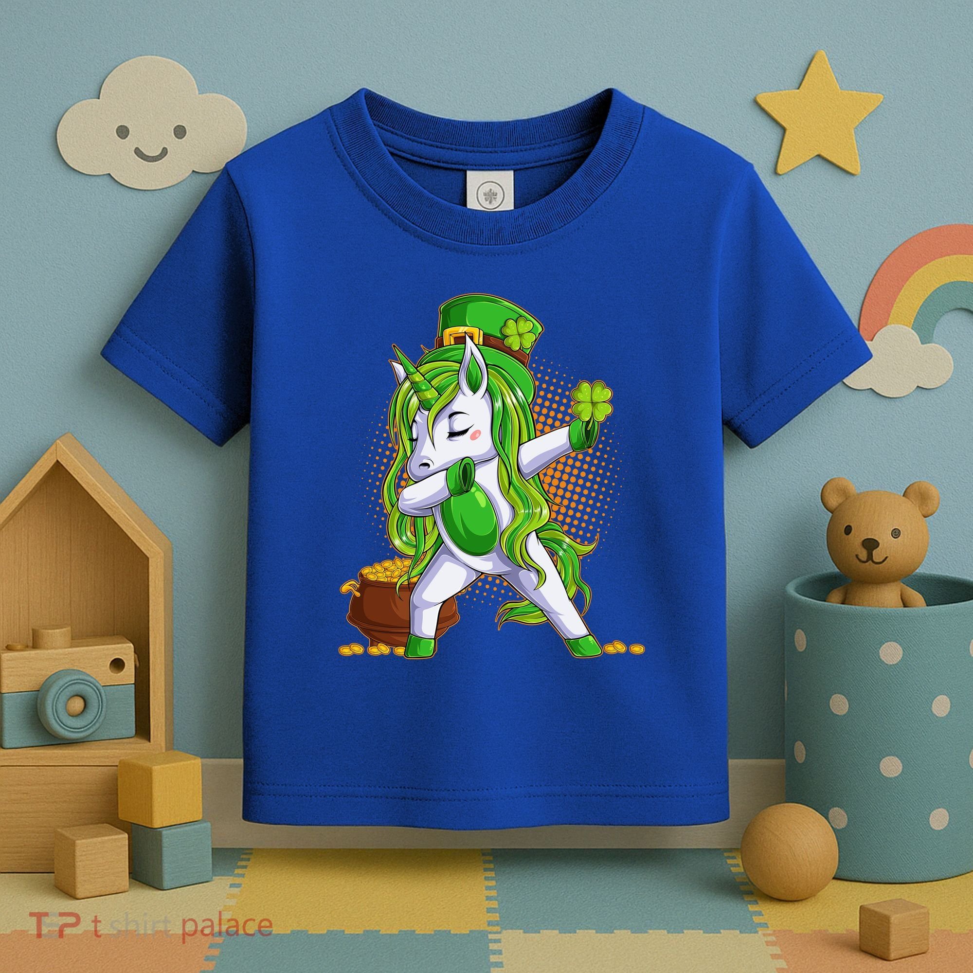 Funny St Patricks Dabbing Leprechaun Unicorn Toddler T-Shirt