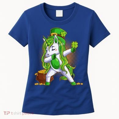 Funny St Patricks Dabbing Leprechaun Unicorn Women's T-Shirt
