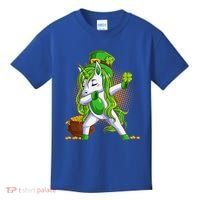 Funny St Patricks Dabbing Leprechaun Unicorn Kids T-Shirt thumb 0