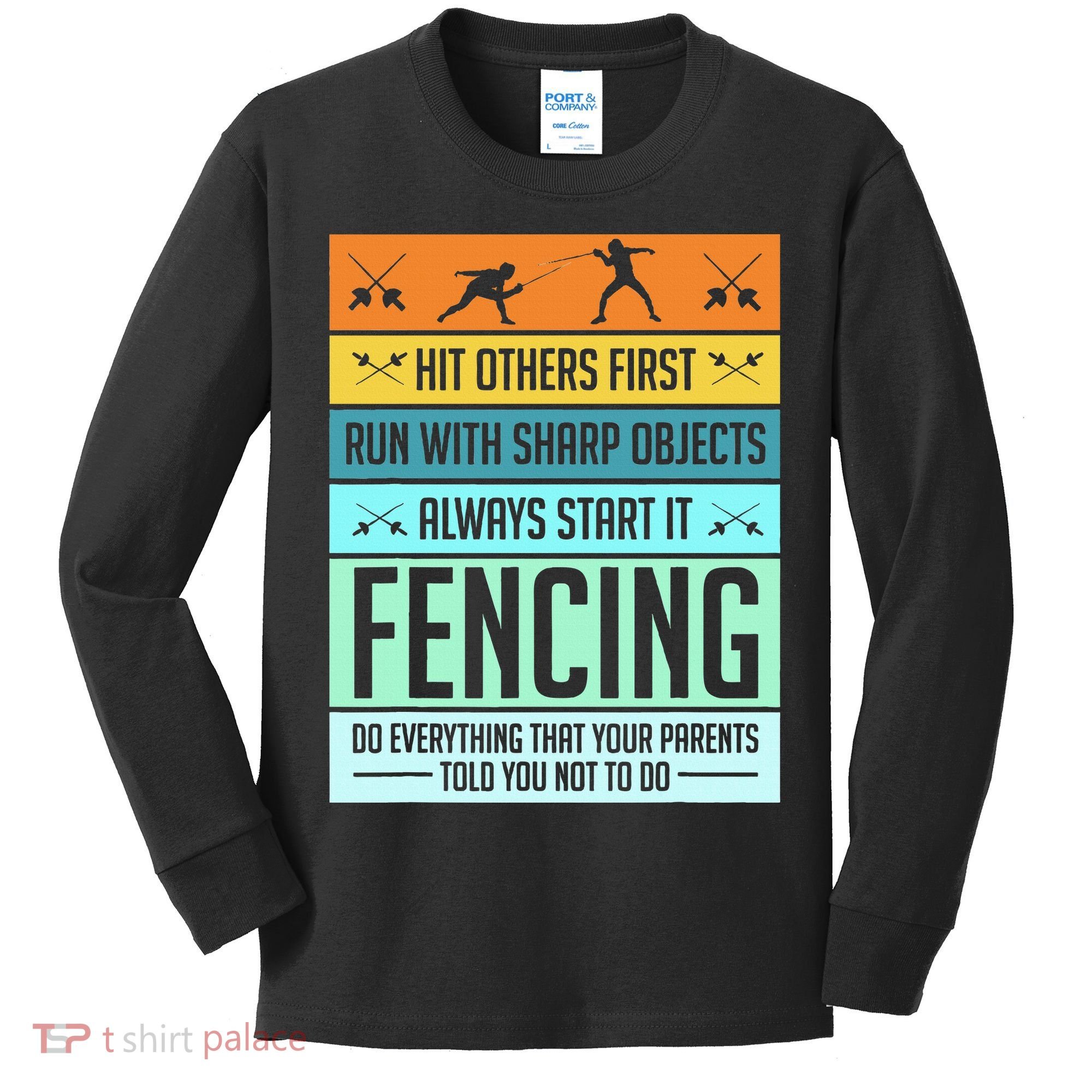 Fencing Sport Pun Kids Long Sleeve Shirt