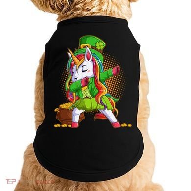 Funny St Patricks Dabbing Leprechaun Rainbow Unicorn Doggie Tank