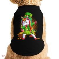 Funny St Patricks Dabbing Leprechaun Rainbow Unicorn Doggie Tank thumb 0