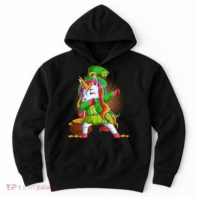 Funny St Patricks Dabbing Leprechaun Rainbow Unicorn Hoodie