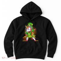 Funny St Patricks Dabbing Leprechaun Rainbow Unicorn Hoodie thumb 0