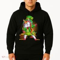 Funny St Patricks Dabbing Leprechaun Rainbow Unicorn Hoodie thumb 2