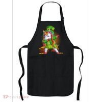 Funny St Patricks Dabbing Leprechaun Rainbow Unicorn Apron thumb 0