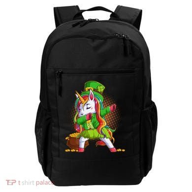 Funny St Patricks Dabbing Leprechaun Rainbow Unicorn Backpack