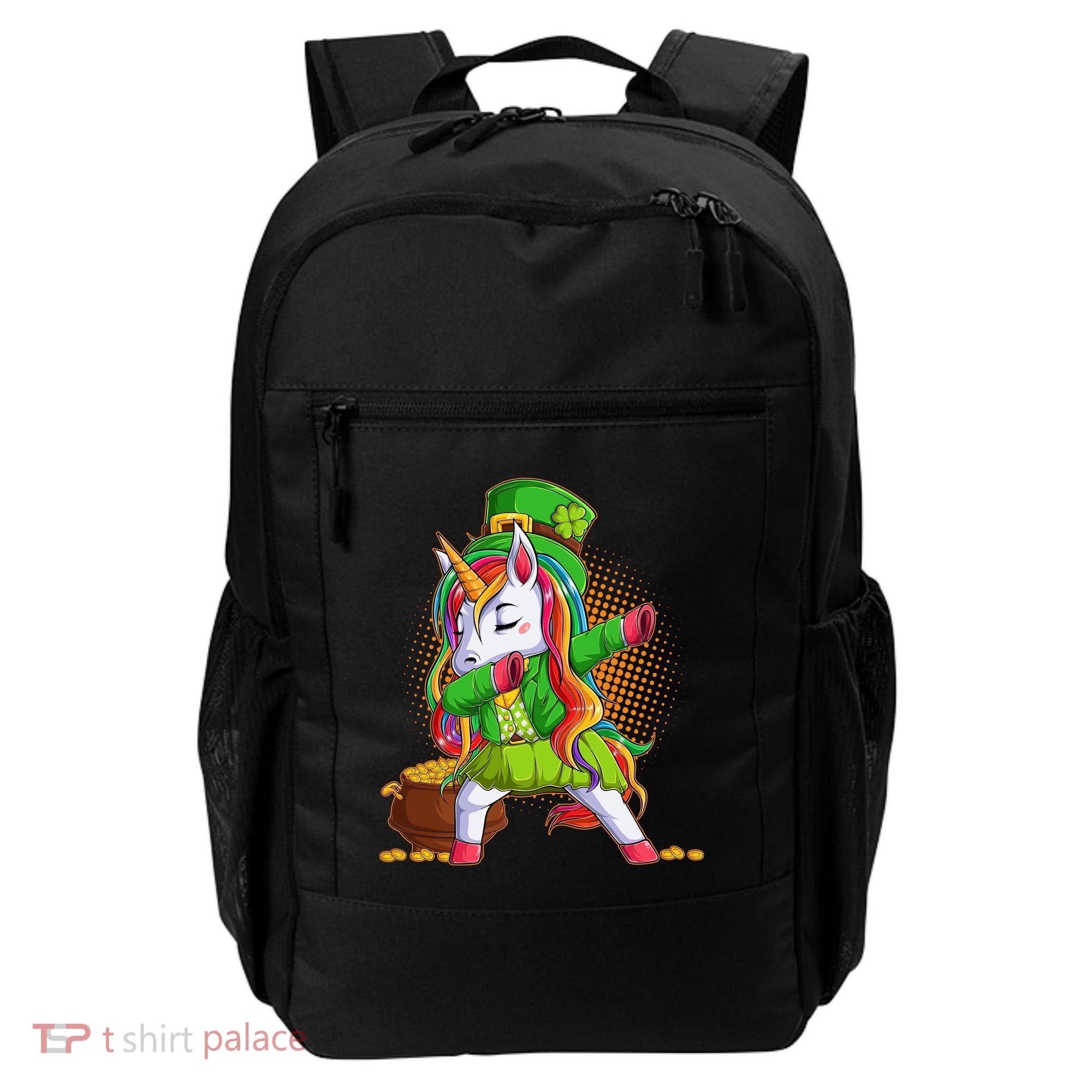 Funny St Patricks Dabbing Leprechaun Rainbow Unicorn Backpack