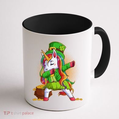 Funny St Patricks Dabbing Leprechaun Rainbow Unicorn Coffee Mug back
