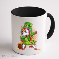 Funny St Patricks Dabbing Leprechaun Rainbow Unicorn Coffee Mug thumb 1