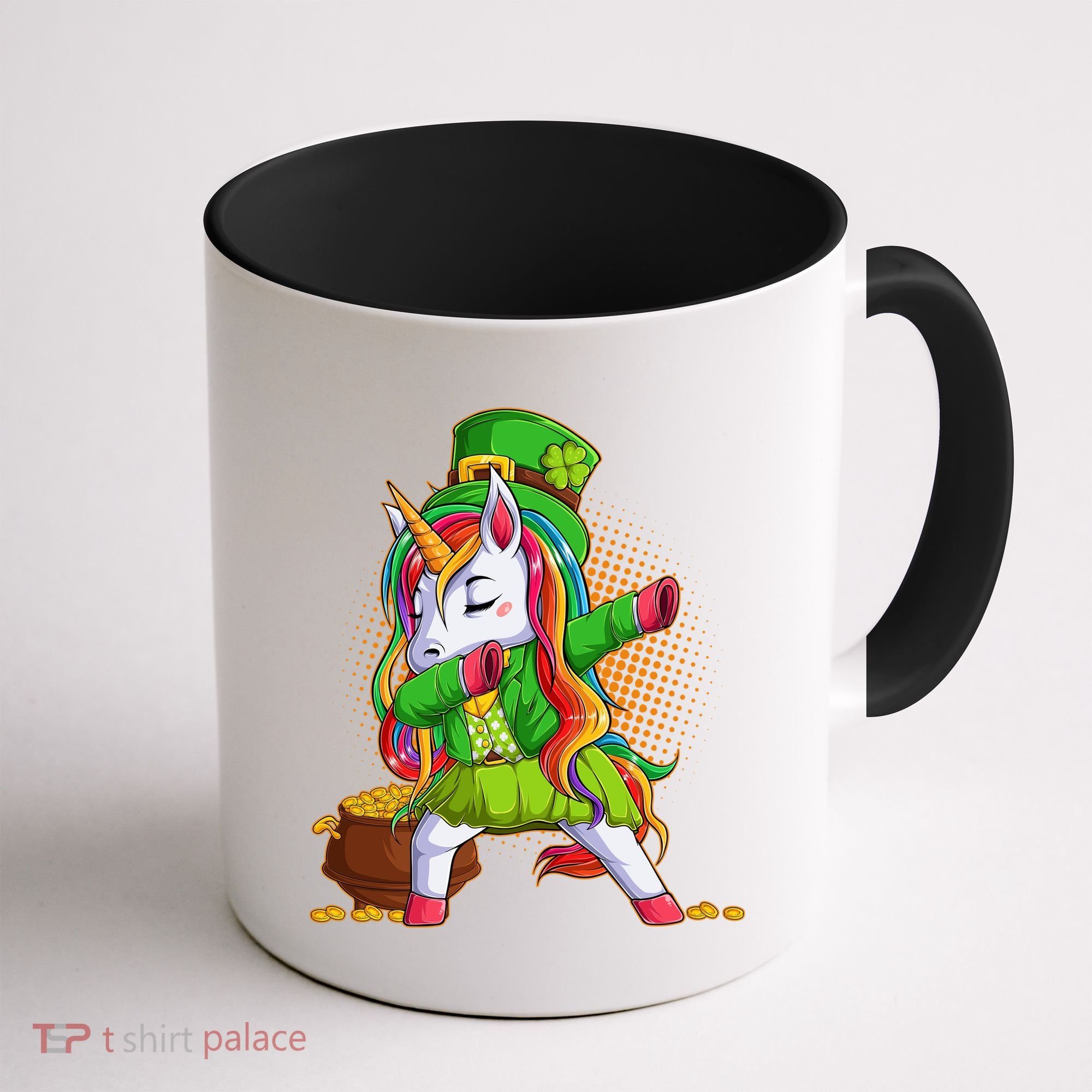 Funny St Patricks Dabbing Leprechaun Rainbow Unicorn Coffee Mug