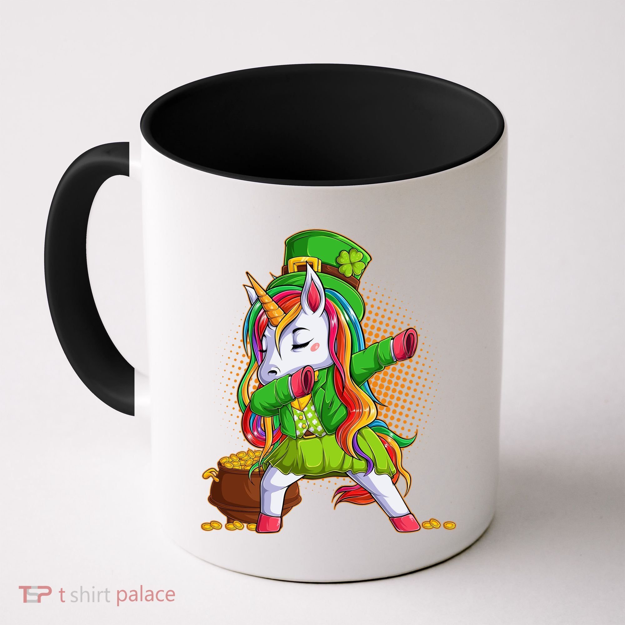 Funny St Patricks Dabbing Leprechaun Rainbow Unicorn Coffee Mug