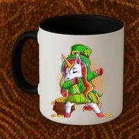 Funny St Patricks Dabbing Leprechaun Rainbow Unicorn Coffee Mug thumb 2