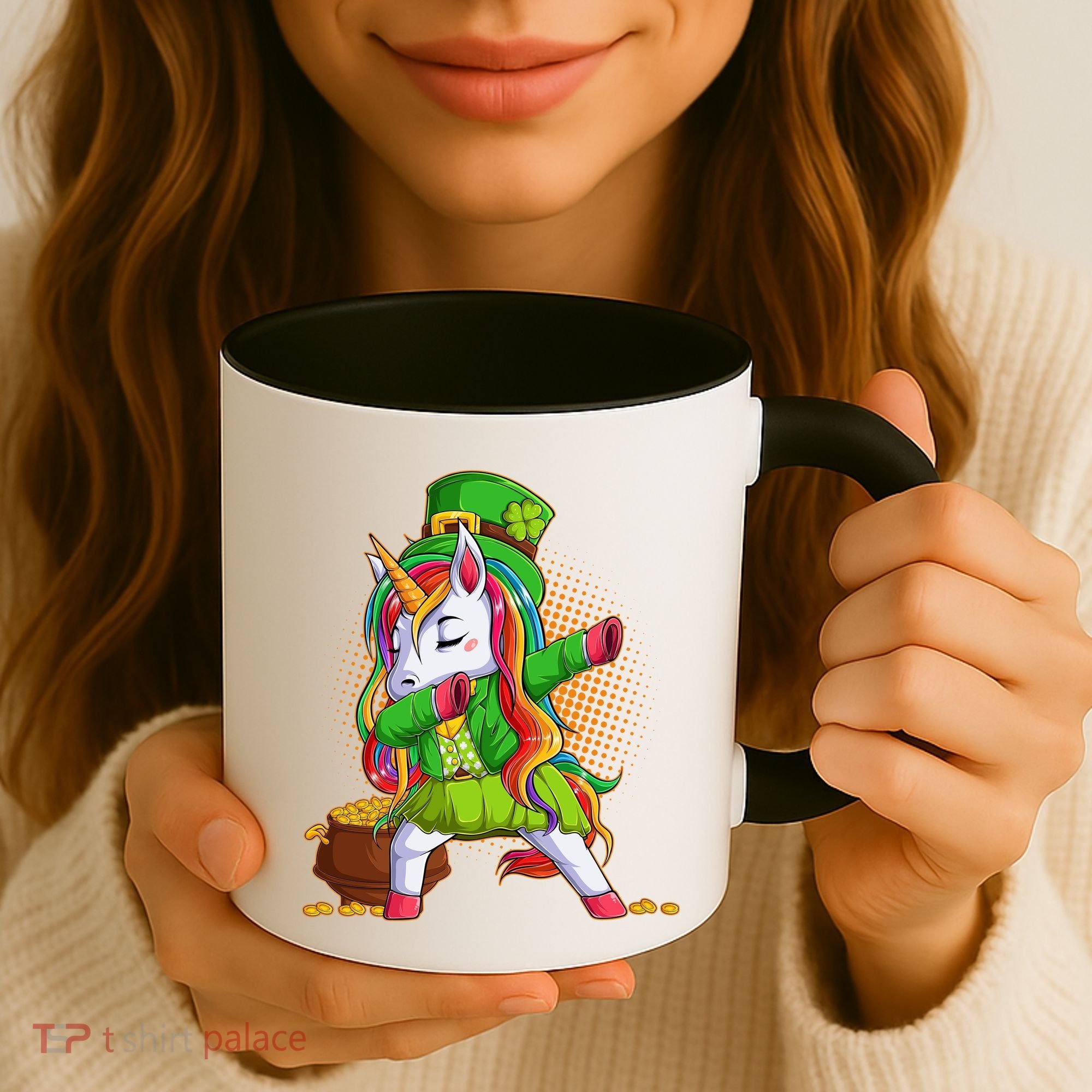 Funny St Patricks Dabbing Leprechaun Rainbow Unicorn Coffee Mug