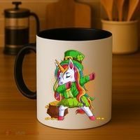 Funny St Patricks Dabbing Leprechaun Rainbow Unicorn Coffee Mug thumb 4