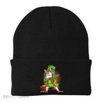 Funny St Patricks Dabbing Leprechaun Rainbow Unicorn Beanie thumb 0