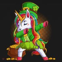 Funny St Patricks Dabbing Leprechaun Rainbow Unicorn Pajama Set thumb 2