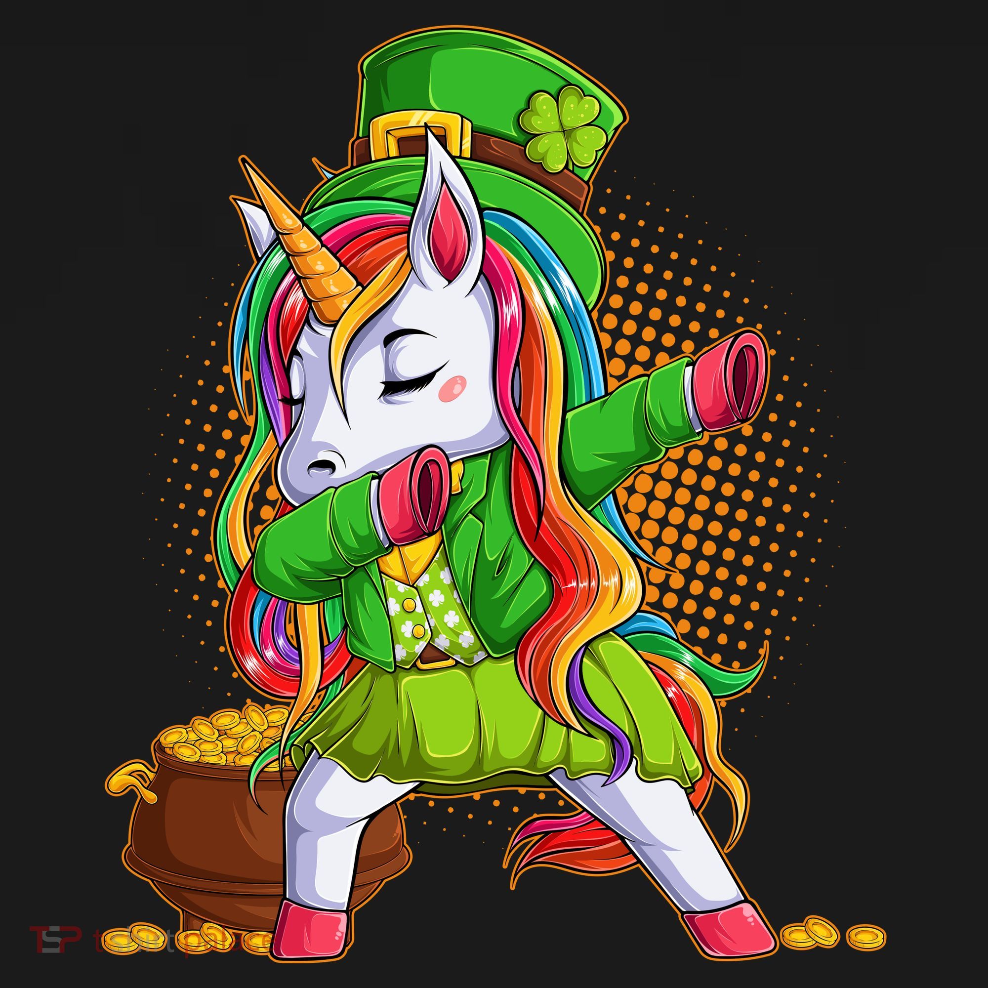 Funny St Patricks Dabbing Leprechaun Rainbow Unicorn Pajama Set