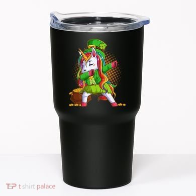 Funny St Patricks Dabbing Leprechaun Rainbow Unicorn Tumbler