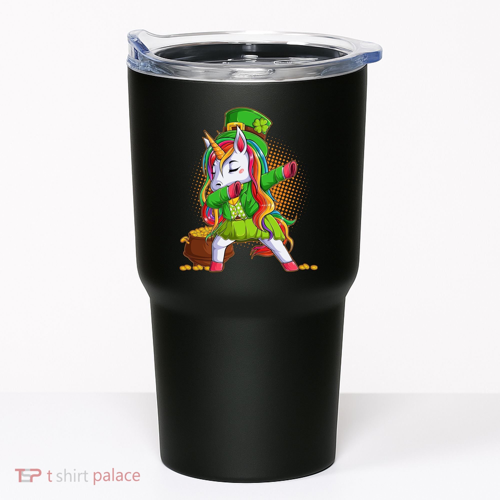 Funny St Patricks Dabbing Leprechaun Rainbow Unicorn Tumbler