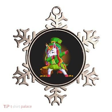 Funny St Patricks Dabbing Leprechaun Rainbow Unicorn Ornament