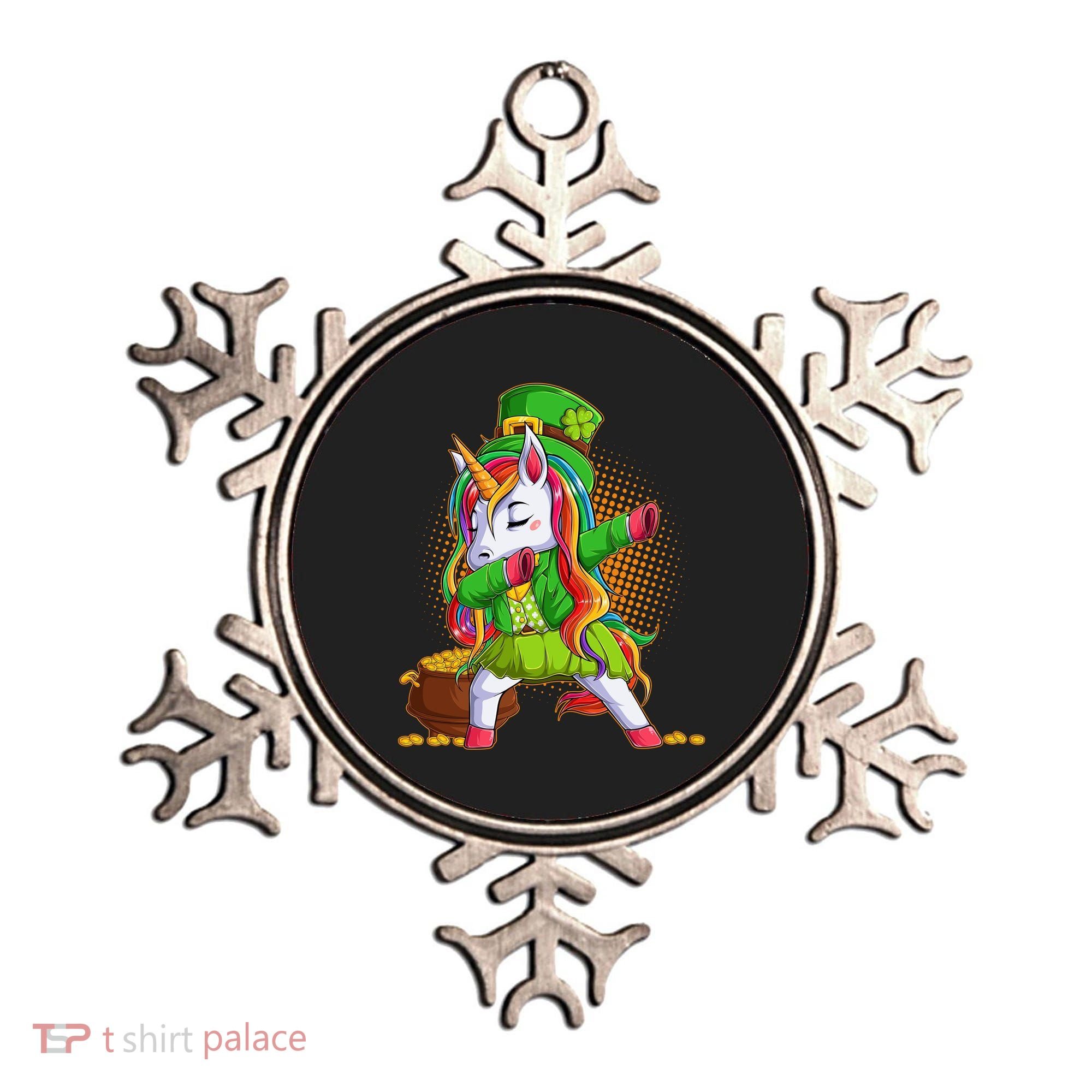 Funny St Patricks Dabbing Leprechaun Rainbow Unicorn Ornament