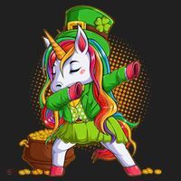 Funny St Patricks Dabbing Leprechaun Rainbow Unicorn Hat thumb 2