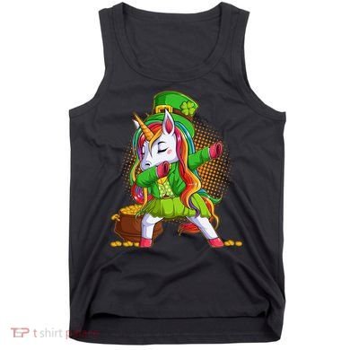 Funny St Patricks Dabbing Leprechaun Rainbow Unicorn Tank Top
