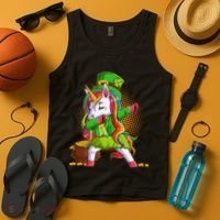 Funny St Patricks Dabbing Leprechaun Rainbow Unicorn Tank Top thumb 4