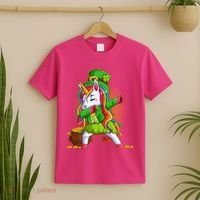 Funny St Patricks Dabbing Leprechaun Rainbow Unicorn T-Shirt thumb 2