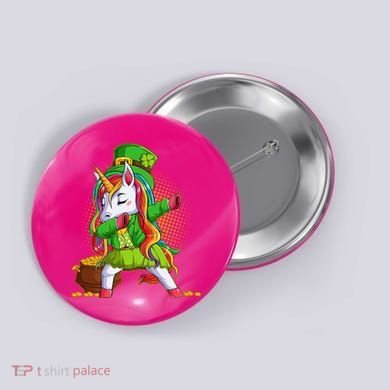 Funny St Patricks Dabbing Leprechaun Rainbow Unicorn Button