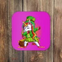 Funny St Patricks Dabbing Leprechaun Rainbow Unicorn Coaster thumb 0