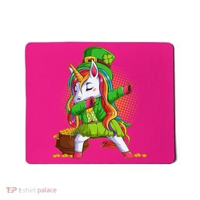 Funny St Patricks Dabbing Leprechaun Rainbow Unicorn Mousepad