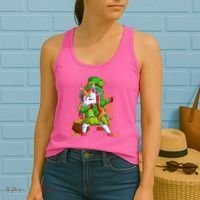Funny St Patricks Dabbing Leprechaun Rainbow Unicorn Women's Tank Top thumb 2