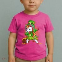 Funny St Patricks Dabbing Leprechaun Rainbow Unicorn Toddler T-Shirt thumb 2