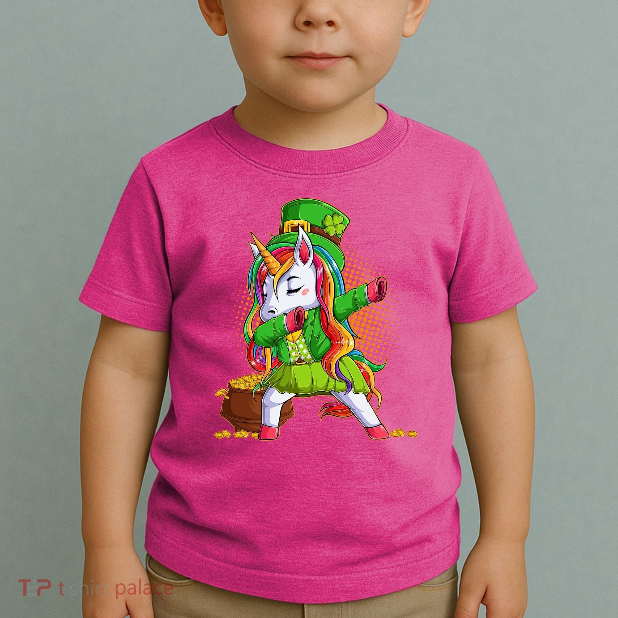 Funny St Patricks Dabbing Leprechaun Rainbow Unicorn Toddler T-Shirt
