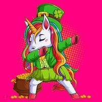 Funny St Patricks Dabbing Leprechaun Rainbow Unicorn Women's T-Shirt thumb 6