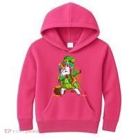 Funny St Patricks Dabbing Leprechaun Rainbow Unicorn Kids Hoodie thumb 0