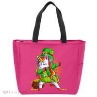 Funny St Patricks Dabbing Leprechaun Rainbow Unicorn Tote Bag thumb 0