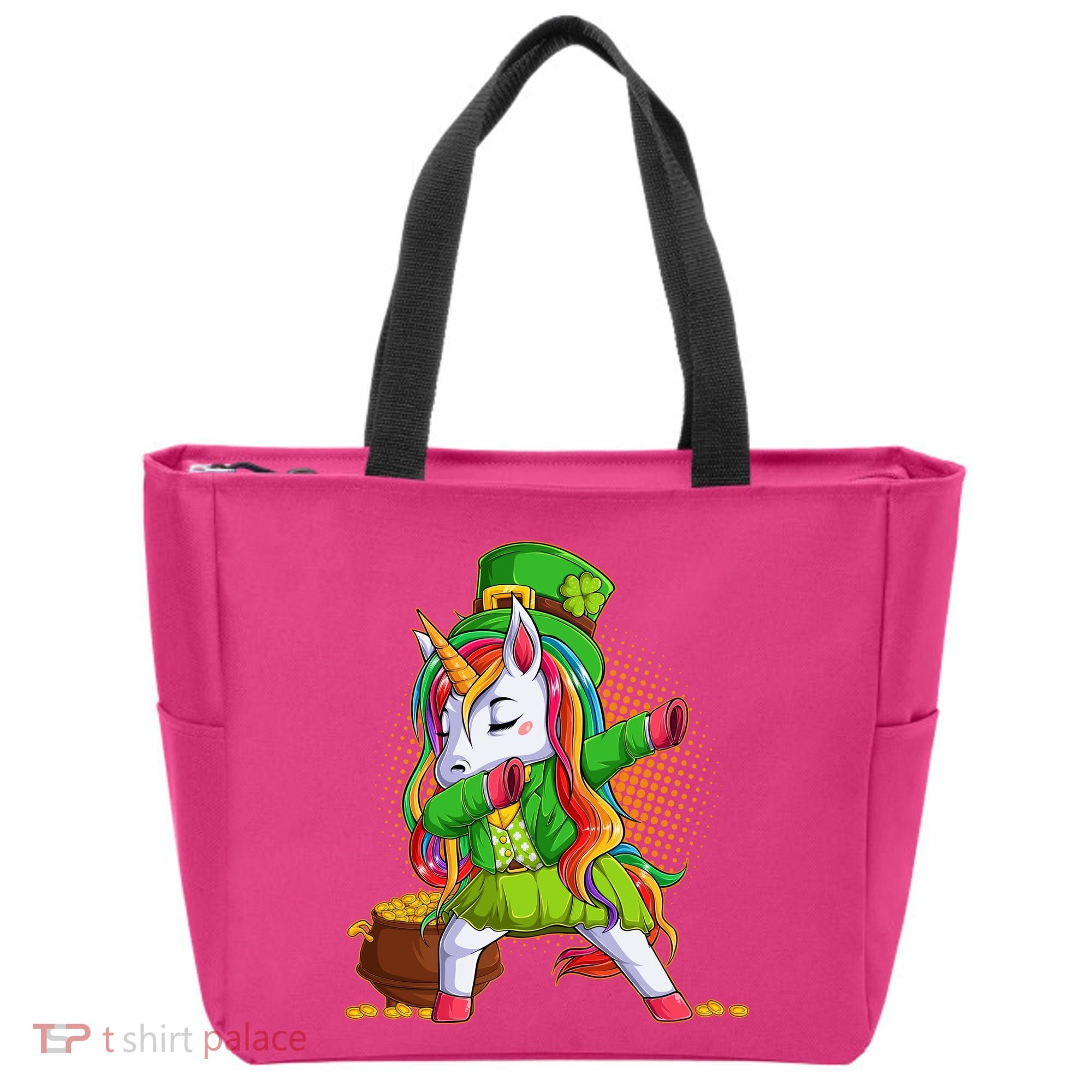 Funny St Patricks Dabbing Leprechaun Rainbow Unicorn Tote Bag