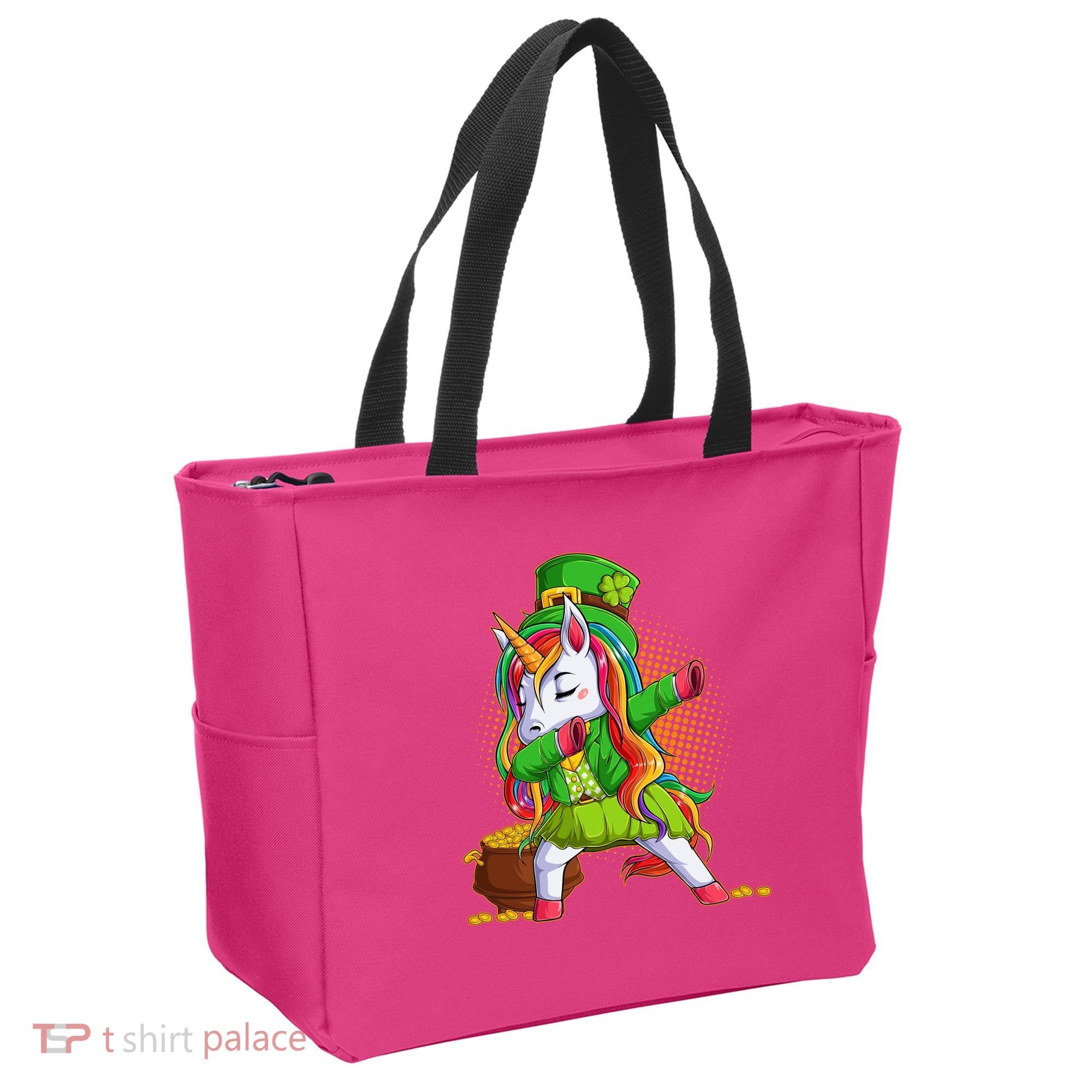 Funny St Patricks Dabbing Leprechaun Rainbow Unicorn Tote Bag